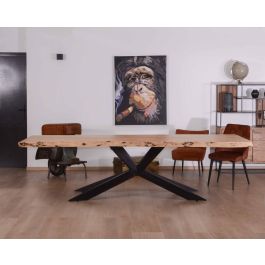 Table à manger XXL avec plateau bois massif et pieds métal 3D - 8824