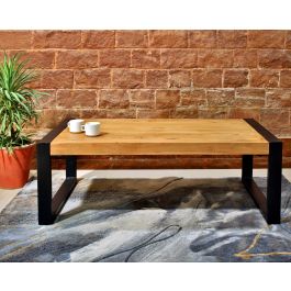 Banc en bois d'acacia massif et pieds en métal noir - 190 cm - WOOD