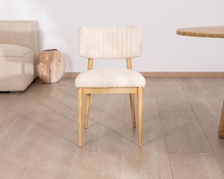 Lot de 2 chaises style scandinave en frêne naturel et tissu beige "Isadora"