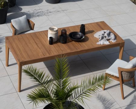 Table de jardin rectangulaire 240cm en teck naturel "Venise"