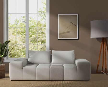 Canapé bas 2 places bicolore beige et gris "Casa Nova" design lounge & chill