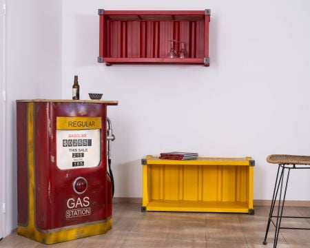 Etagère murale en métal style récup' conteneur rouge "Crazy"