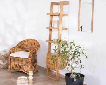 Colonne de salle de bain design japandi en teck "Beau Matin"