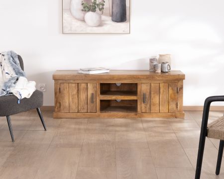 Meuble télé style maison de campagne "Presolino" 150 cm en acacia