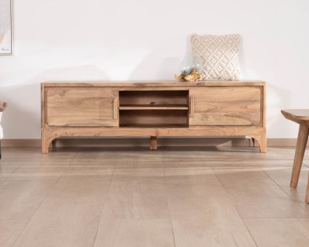 Meuble TV 160 cm style zen en acacia "Melody"