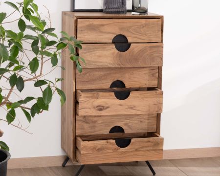 Rangement vertical en acacia 6 tiroirs "Spot"