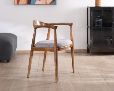 Chaise de repas design et rétro en bois avec assise rembourrée "Judith"