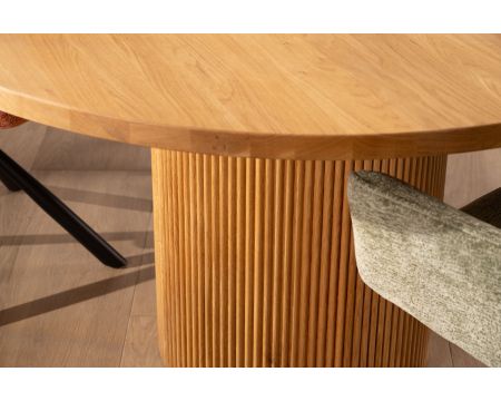 Petite table ronde 130 cm et pied central cannelé style rétro "Winton"