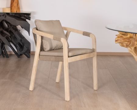 Lot de 2 chaises de repas confort et design en teck recyclé "Eole"