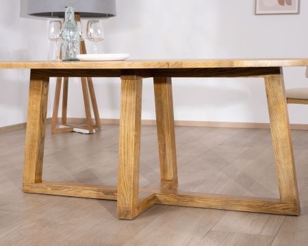 Table de repas elliptique 220 cm en bois "Calypso" avec pieds trapèzes