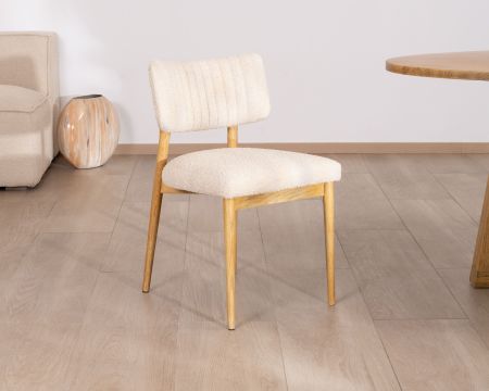 Lot de 2 chaises style scandinave en frêne naturel et tissu beige "Isadora"