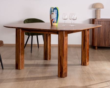 Table de salle à manger carrée en palissandre "Rosewood" 150 cm design rétro