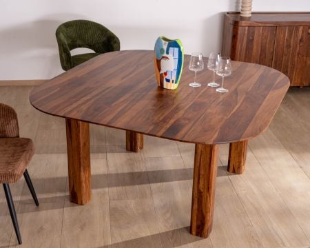 Table de salle à manger carrée en palissandre "Rosewood" 150 cm design rétro