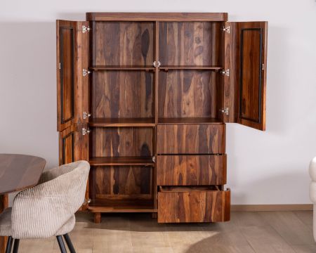 Vaisselier en palissandre 3 portes et tiroirs "Rosewood" 120 cm