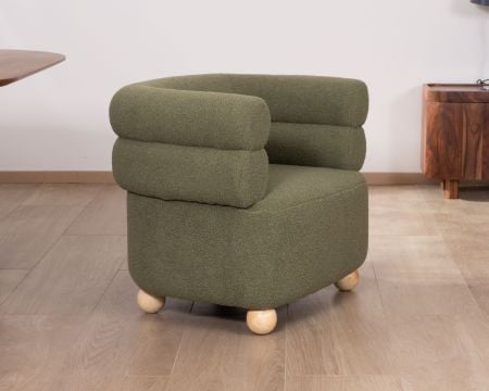 Petite chauffeuse style retro "Wala" en tissu vert kaki