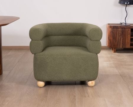 Petite chauffeuse style retro "Wala" en tissu vert kaki