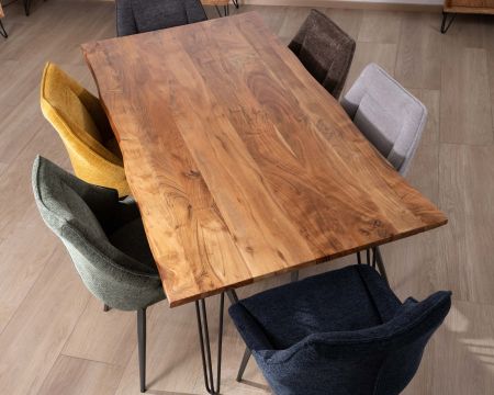 Table de repas épurée et design en acacia et pieds métal "Wendy" 180 cm