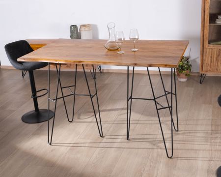 Table mange-debout épurée en acacia et pieds métal design "Wendy" 160 cm