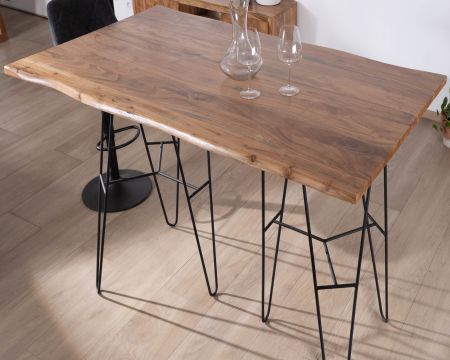 Table mange-debout épurée en acacia et pieds métal design "Wendy" 160 cm