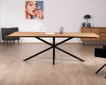 Grande table de repas en teck recyclé et pieds mikado "Bahia" 240 cm