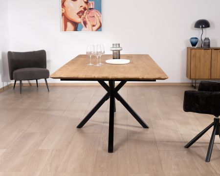 Grande table de repas en teck recyclé et pieds mikado "Bahia" 240 cm