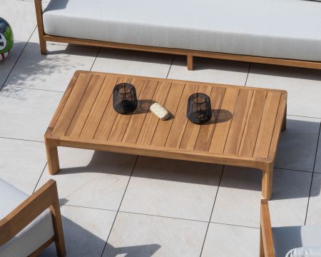 Table basse spécial extérieur design épuré en teck naturel "Venise"