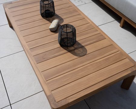 Table basse spécial extérieur design épuré en teck naturel "Venise"