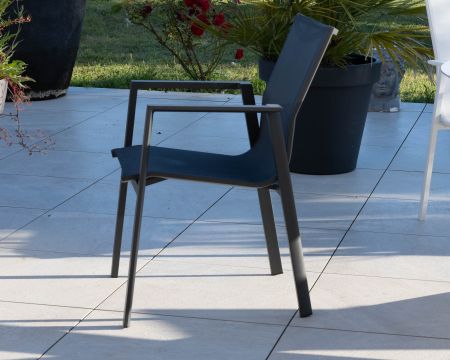 Chaise de jardin en aluminium et textile coloris anthracite "Campobello"