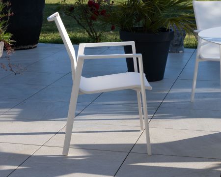 Chaise de jardin blanche design en aluminium et textilène "Campobello"