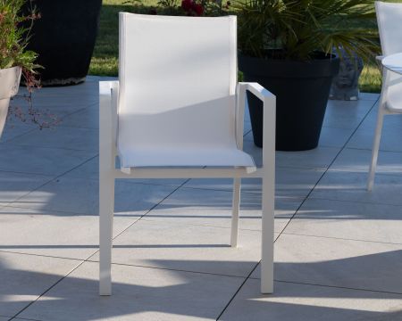 Chaise de jardin blanche design en aluminium et textilène "Campobello"