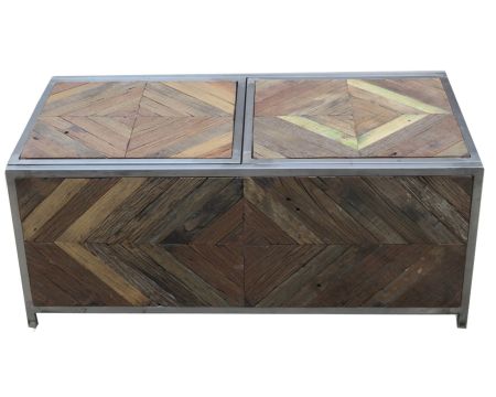 Table basse bar métal et bois industriel 100cm "Wood"
