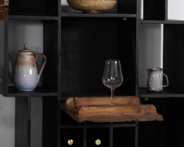 Etagère à vin L'Atelier du Vin - bois naturel noir